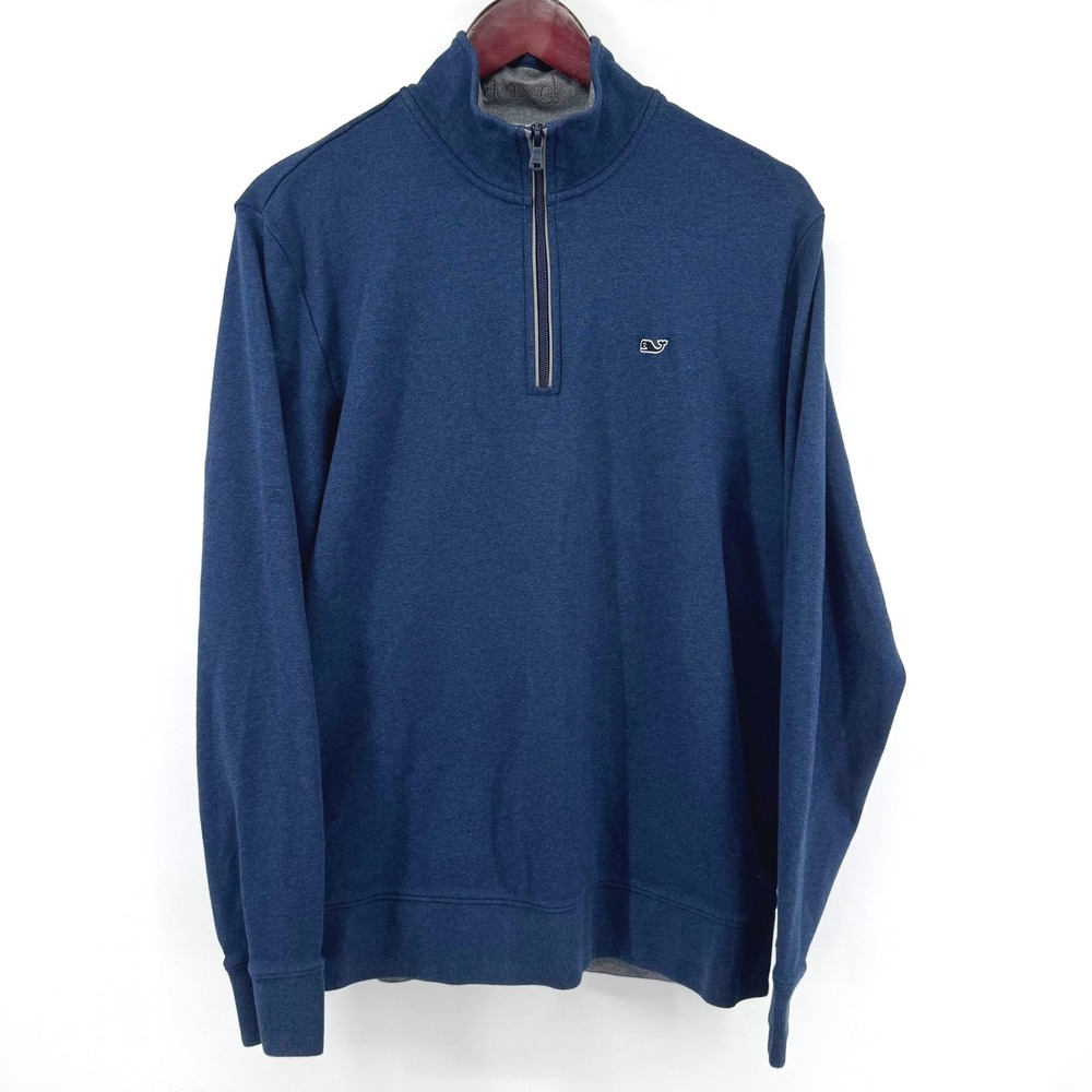 Vineyard Vines Quarter Zip Pullover Mens M Blue Casual Sweater Preppy Nautical